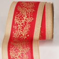 thumbnail image 1 of The Ribbon People Caramel Brown and Red Christmas Mistletoe Wired Craft Ribbon 4" x 10 Yards, 1 of 2