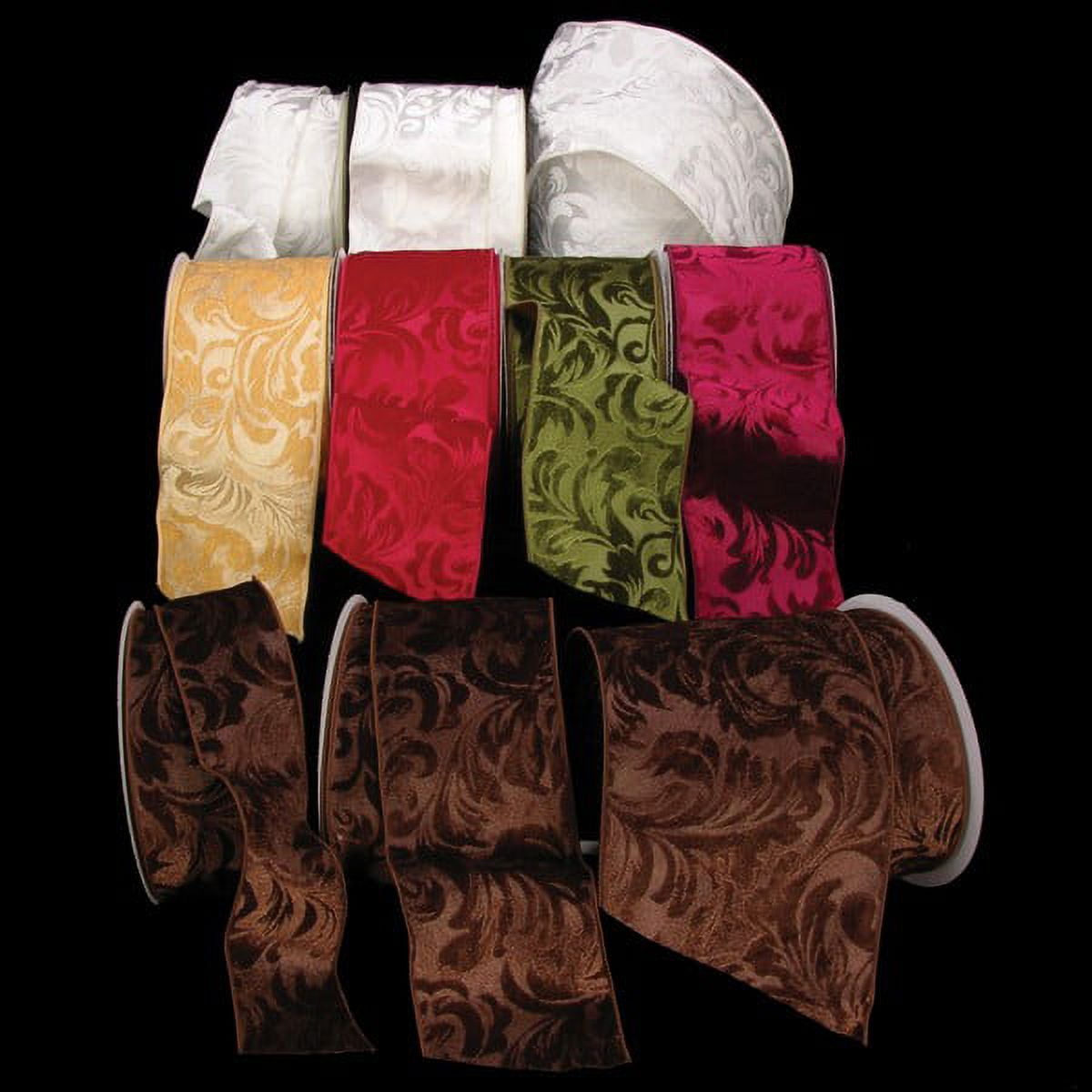 The Ribbon People Chocolate Brown Floral Wired Craft Ribbon 4" x 20 Yards
