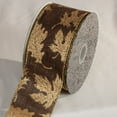 thumbnail image 1 of The Ribbon People Chocolate Brown and Gold Fall Leaves Wired Craft Ribbon 2.5" x 20 Yards, 1 of 1