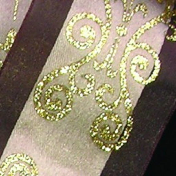 The Ribbon People Chocolate Brown and Gold Wired Craft Ribbon 2.5" x 27 Yards