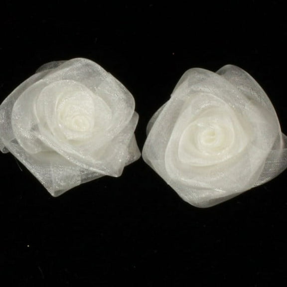 The Ribbon People Club Pack of 72 Sheer Ivory Rose Craft Ribbon Flowers 1.5"