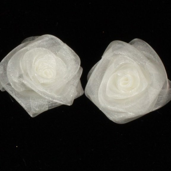 Club Pack of 72 Sheer Ivory Rose Craft Ribbon Flowers 1.5"