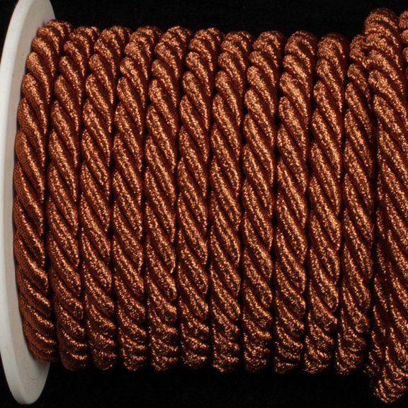 Copper Brown Braided Cording Wired Craft Ribbon 0.25" x 16 Yards