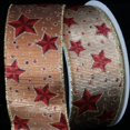 thumbnail image 1 of Copper Brown and Red Magic Star Print Wired Craft Ribbon 2.5" x 20 Yards, 1 of 2