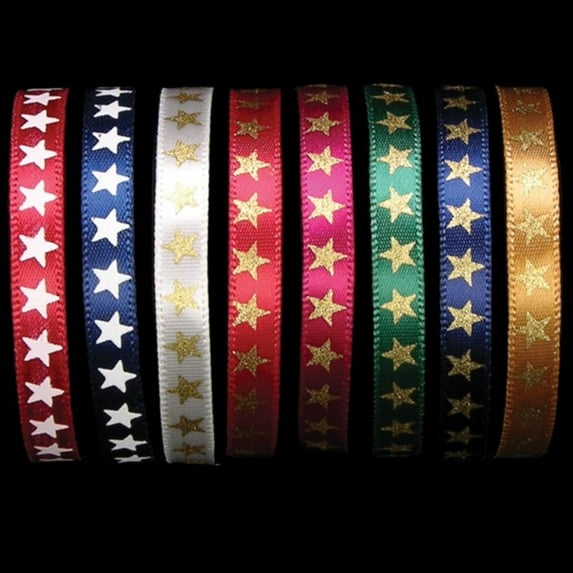 The Ribbon People Copper Star Print Woven Edge Satin Craft Ribbon 0.25" x 200 Yards