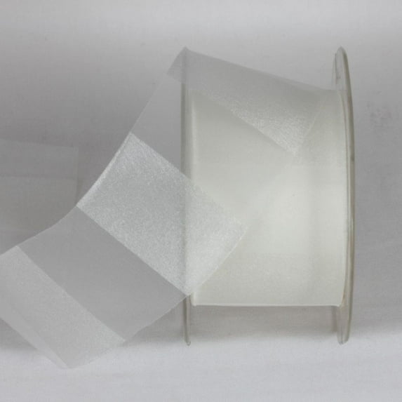 The Ribbon People Cream White Sheer Striped Craft Ribbon 2" x 55 Yards