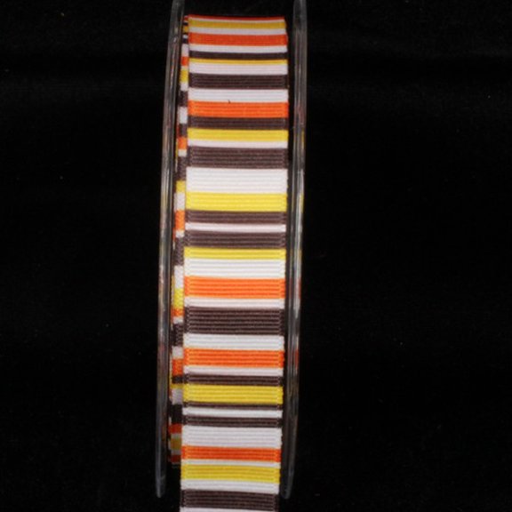 Festive Orange and Brown Ingas Rainbow Grosgrain Craft Ribbon 1" x 54 Yards