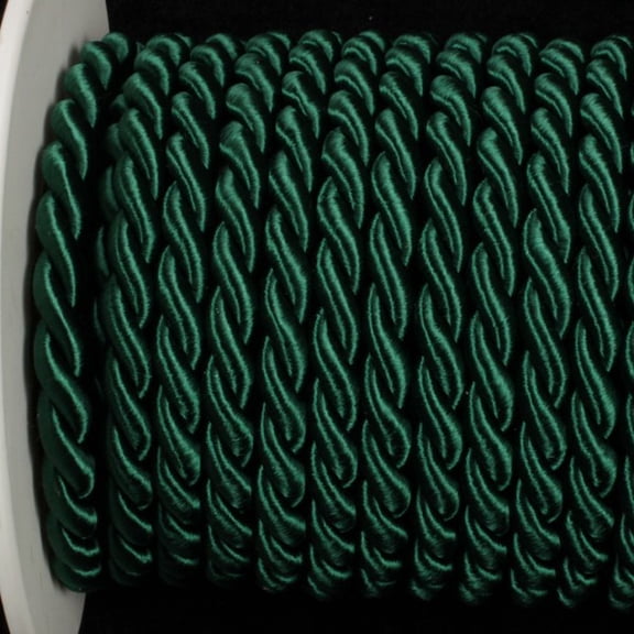 Forest Green Braided Cording Wired Craft Ribbon 0.25" x 17 Yards