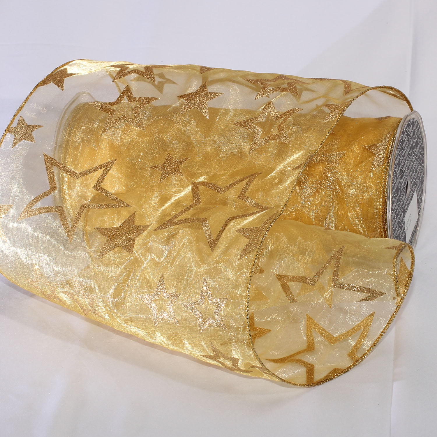 Gold Colored Shimmering Super Star Wired Craft Ribbon 9
