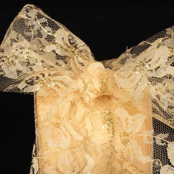 The Ribbon People Gold Floral Cut Edge Lace Craft Ribbon 3" x 27 Yards