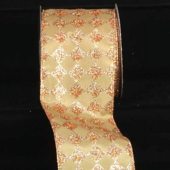 The Ribbon People Gold Glitter Harlequin Wired Craft Ribbon 4" x 20 Yards