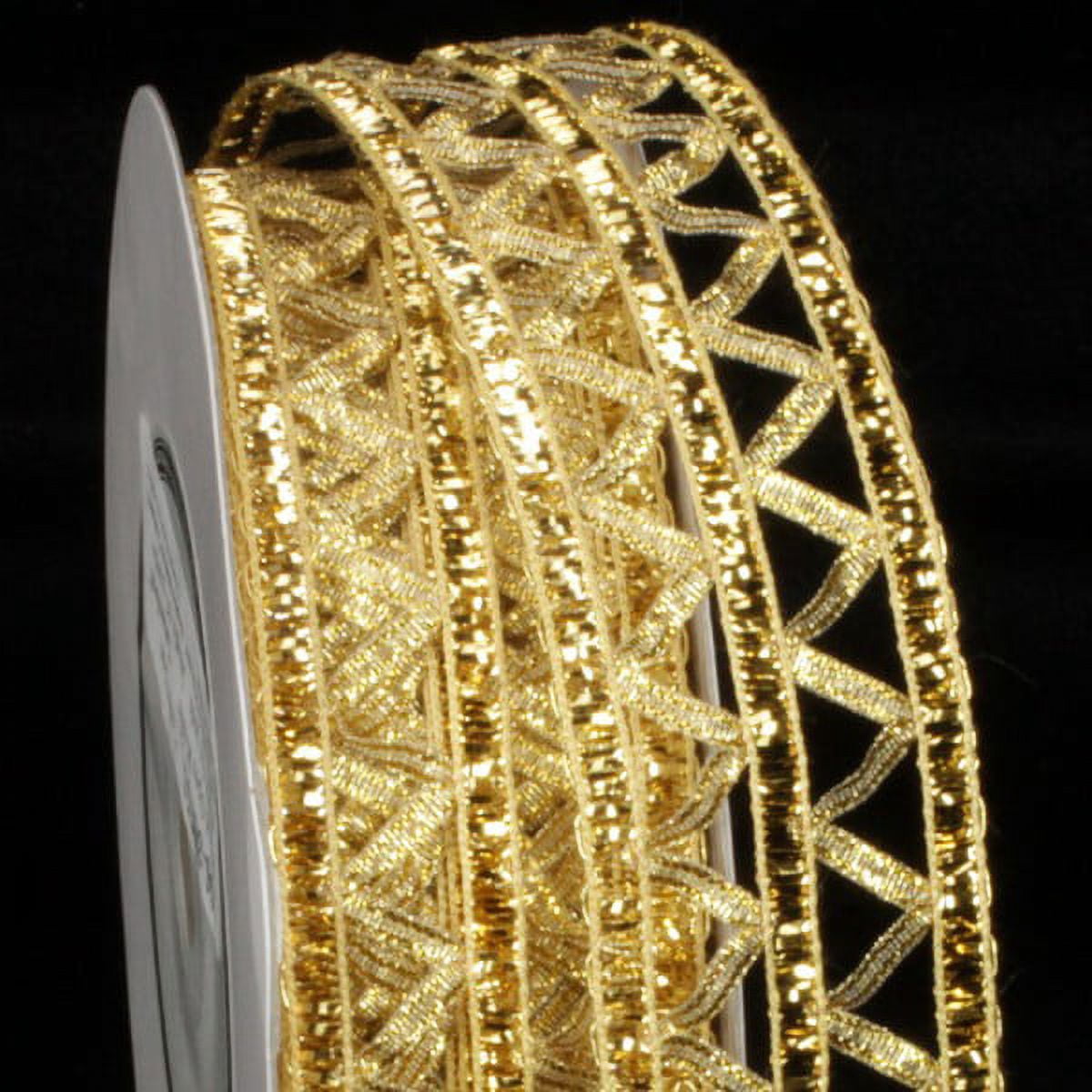 The Ribbon People Gold Istanbul Open Weave Wired Craft Ribbon 1.5" x 27 Yards