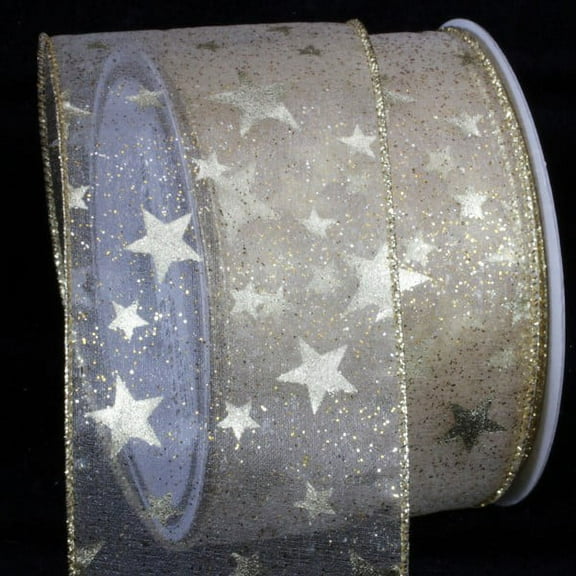 The Ribbon People Gold Sheer Milky Way Wire Edged Craft Ribbon 3" x 20 Yards