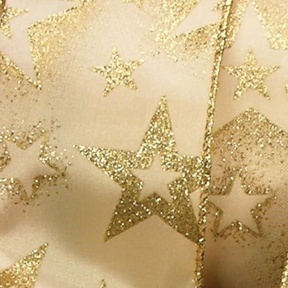 Gold Stars Christmas Wired Craft Ribbon 2.5" x 40 Yards