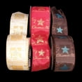 thumbnail image 1 of Gold and White "Merry Christmas" Holiday Star Wired Craft Ribbons 2.5" x 40 Yards, 1 of 2