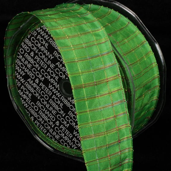 The Ribbon People Green Checkered Wire Edged Craft Ribbon 1.5" x 27 Yards