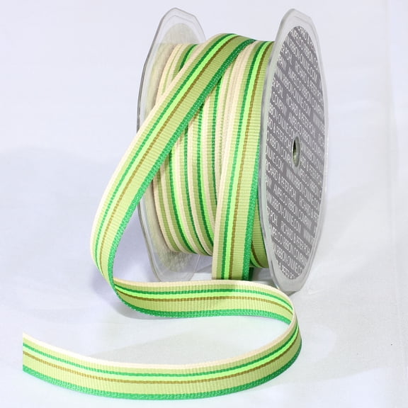 The Ribbon People Green French Striped Craft Ribbon 0.5" x 132 Yards