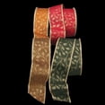 thumbnail image 1 of The Ribbon People Green Glitter Leaf Print Fabric Wired Craft Ribbon 2.5" x 20 Yards, 1 of 2