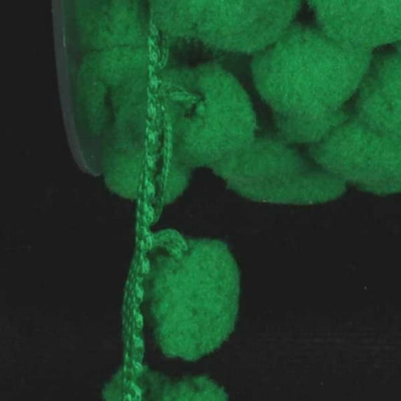 The Ribbon People Green Monsoon Pom-Poms Woven Craft Trim .875" x 44 Yards