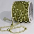thumbnail image 1 of Green Narrow Organdy Contemporary Craft Ribbon with Pearls 9.5mm x 27 Yards, 1 of 2