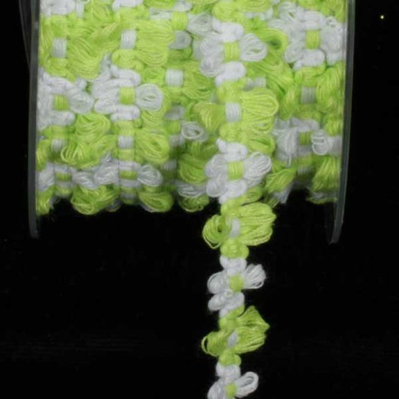 Green Shimmer and White Rococo Craft Trim .625" x 88 Yards