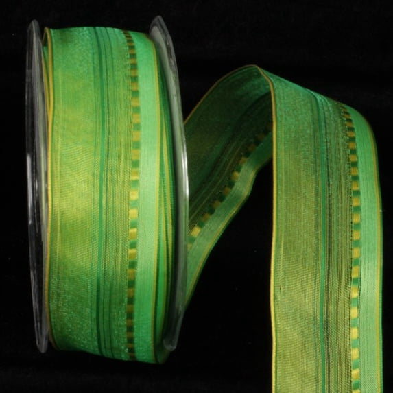 The Ribbon People Green Striped Wired Craft Ribbon 1.5" x 54 Yards