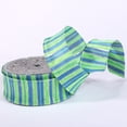 thumbnail image 1 of The Ribbon People Green and Blue Striped Wired Craft Ribbon 1.5" x 27 Yards, 1 of 1