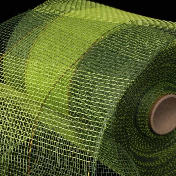 The Ribbon People Green and Khaki Brown Checkered Pattern Decorating Mesh Craft Ribbon 6.5" x 80