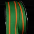 thumbnail image 1 of The Ribbon People Green and Orange Striped Wired Craft Ribbon 1.5" x 27 Yards, 1 of 1