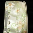 thumbnail image 1 of The Ribbon People Green and White Margaritte Floral Wired Craft Ribbon 2.5" x 20 Yards, 1 of 2