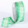 thumbnail image 1 of The Ribbon People Green and White Summer Plaid Wired Craft Ribbon 1.5" x 27 Yards, 1 of 1