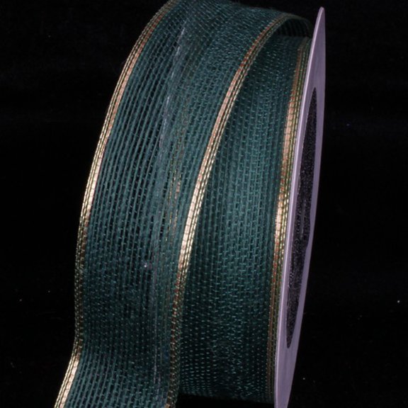 The Ribbon People Hunter Green and Gold Edge Wired Craft Ribbon 1.5" x 40 Yards