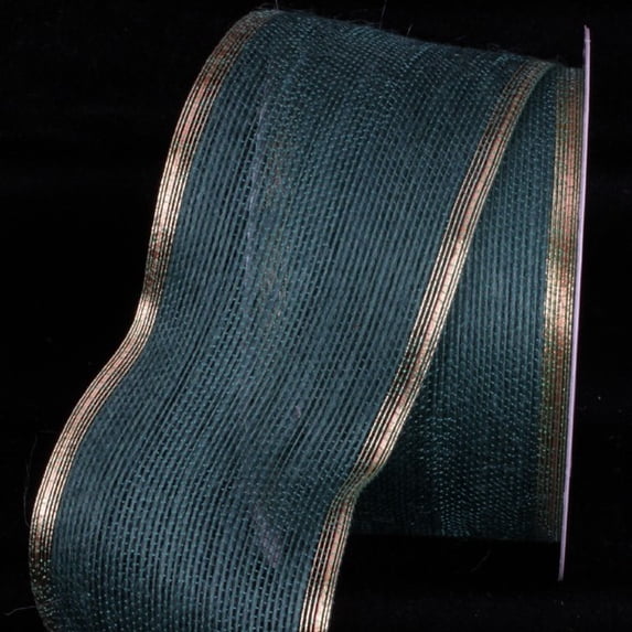 The Ribbon People Hunter Green and Gold Edge Wired Craft Ribbon 3" x 20 Yards