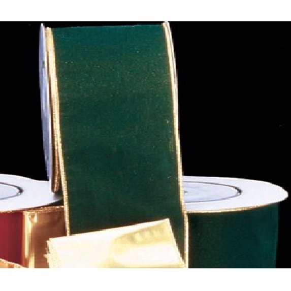 The Ribbon People Hunter Green and Gold Wired Craft Ribbon 2" x 40 Yards