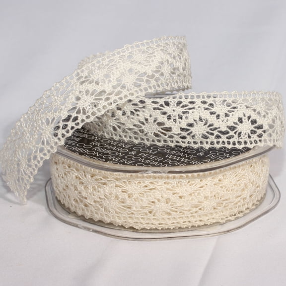 The Ribbon People Ivory Contemporary Floral Lace Craft Ribbon 1" x 40 Yards