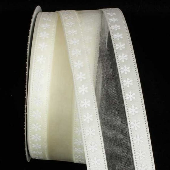 The Ribbon People Ivory Floral Wired Craft Ribbon 1.5" x 40 Yards