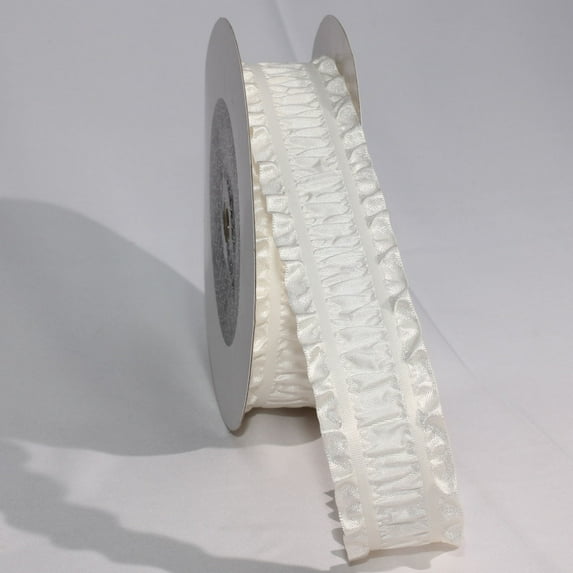 The Ribbon People Ivory Woven Edge Ruffles Craft Ribbon 1.5" x 30 Yards