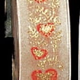 thumbnail image 1 of The Ribbon People Ivory and Gold Glitter Heart Wired Craft Ribbon 1.5" x 27 Yards, 1 of 2