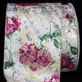 thumbnail image 1 of The Ribbon People Ivory and Gold Mozart Roses Wire Edged Craft Ribbon 4" x 20 Yards, 1 of 2