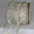 thumbnail image 1 of The Ribbon People Ivory and Gold Poinsettia Sheer Metallic Christmas Wired Craft Ribbon 3" x 20, 1 of 2