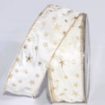 thumbnail image 1 of Ivory and Gold Stars Plump Edge Wired Craft Ribbon 1.5" x 27 Yards, 1 of 2