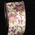 thumbnail image 1 of The Ribbon People Ivory and Purple Poinsettia Printed Wired Craft Ribbon 3" x 20 Yards, 1 of 2