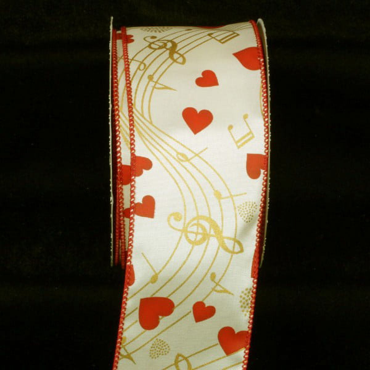 The Ribbon People Red and White Flock Valentine Day Wired Craft Ribbon 2 x  20 Yards