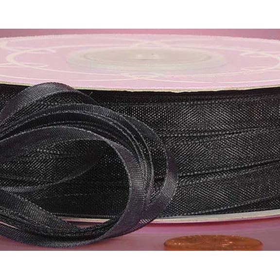 The Ribbon People Jet Black Solid Woven Edge Craft Ribbon 1" x 60 Yards