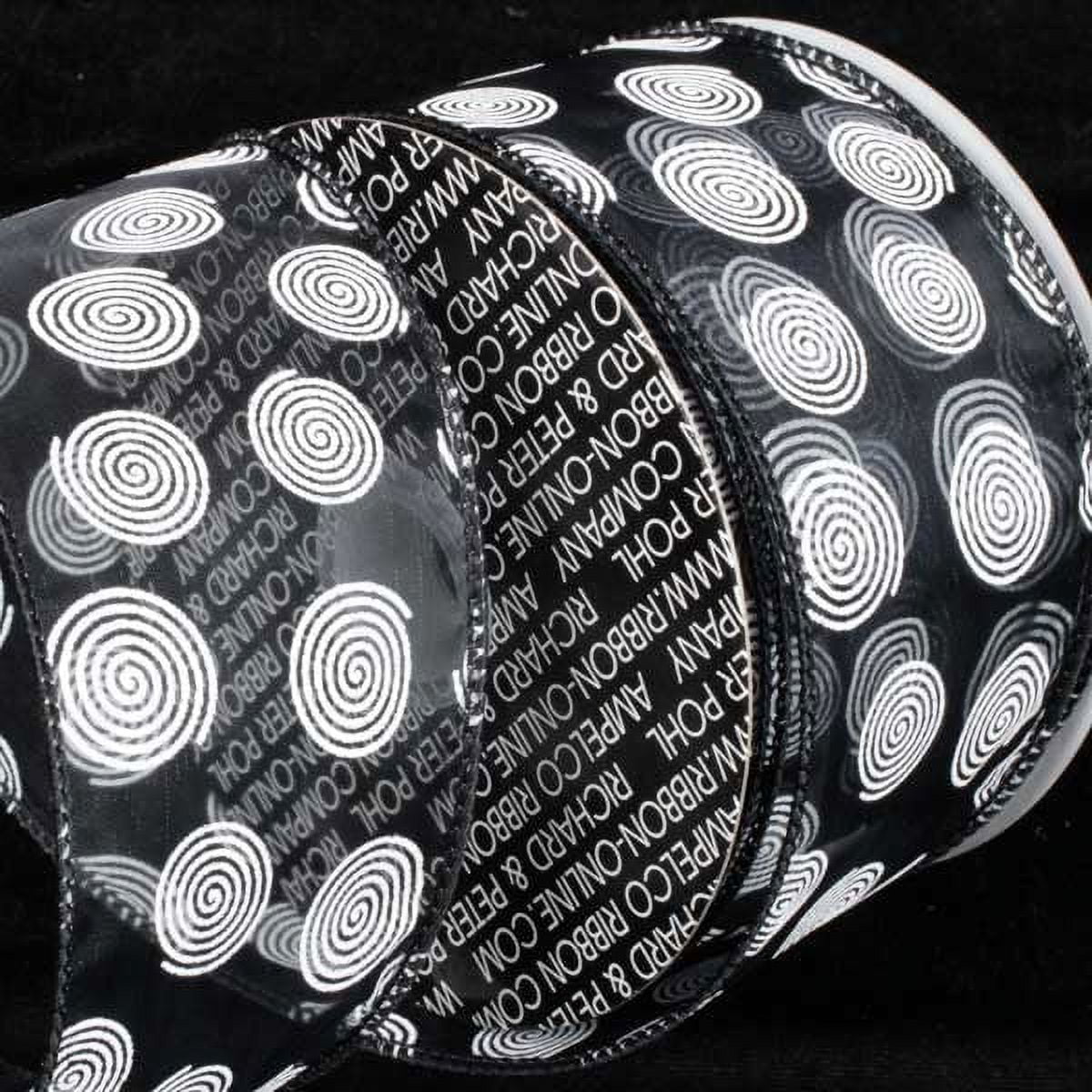 The Ribbon People Jet Black and White Sheer Wired Craft Ribbon 2.5