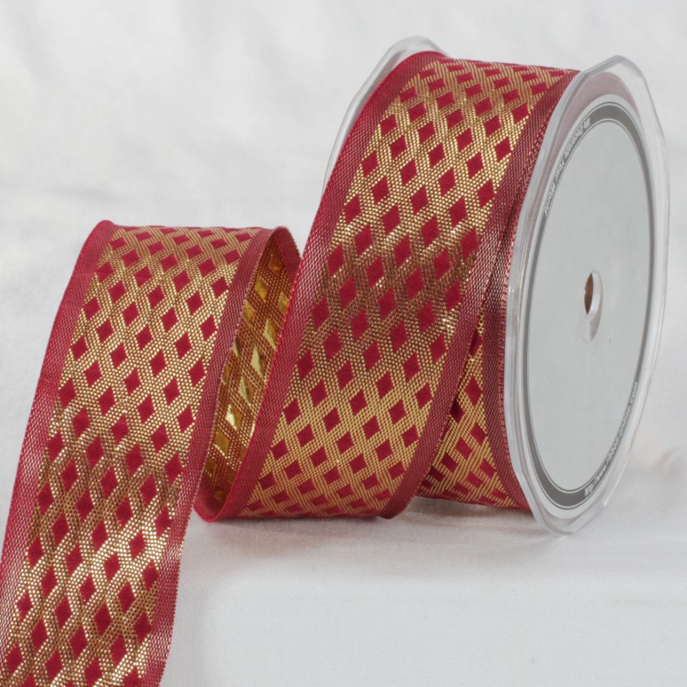 The Ribbon People Maroon and Gold Colored Metallic Finish Ribbon 1.5