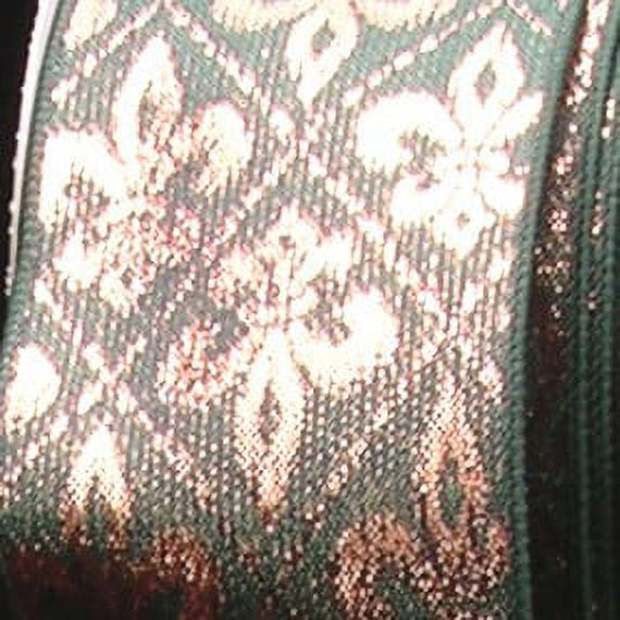 The Ribbon People Metallic Gold and Hunter Green Fleur De Lis Wired Craft Ribbon 5" x 20 Yards