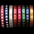 thumbnail image 1 of Navy Blue Star Print Woven Edge Satin Craft Ribbon 0.25" x 200 Yards, 1 of 2