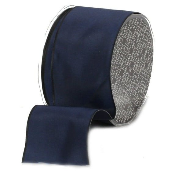The Ribbon People Navy Blue and Black Solid Wired Craft Ribbon 2.5" x 27 Yards