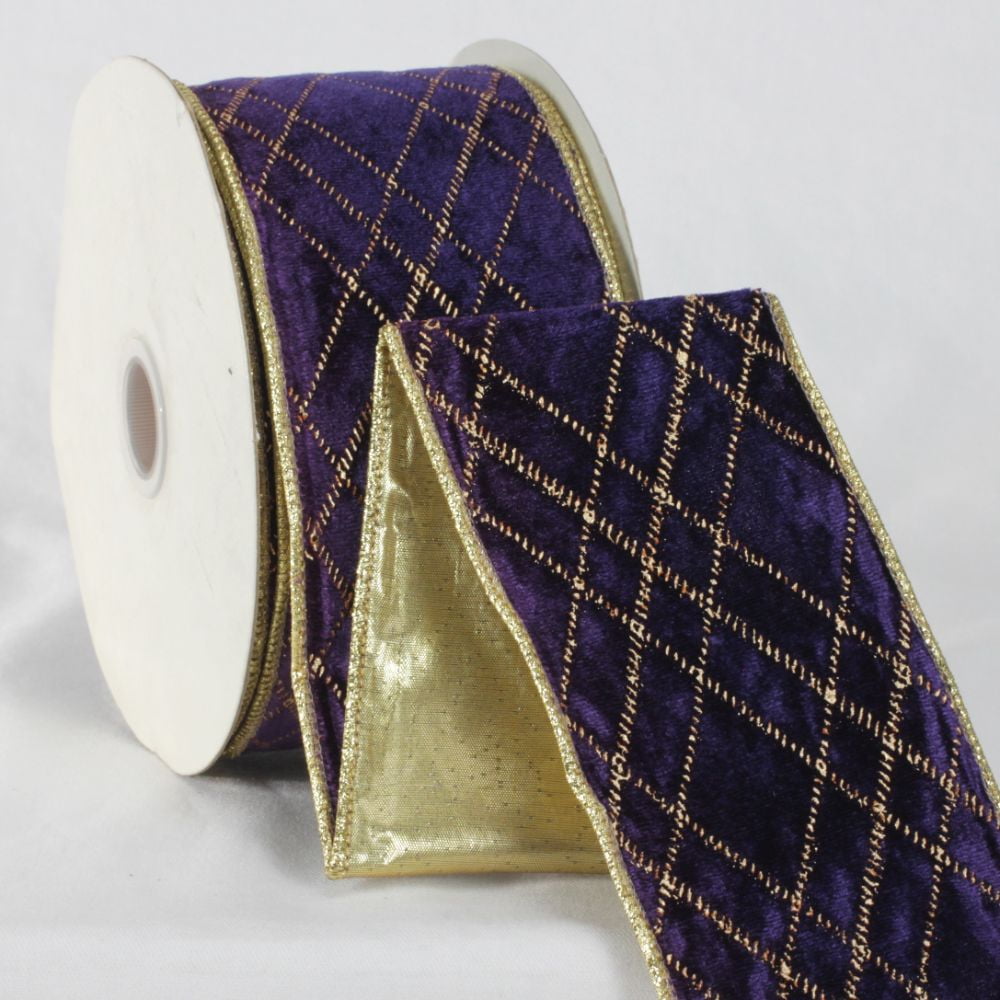 The Ribbon People Navy Blue and Gold Colored Diamond Patterned Craft ...